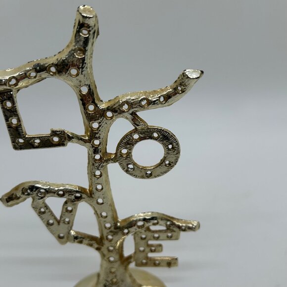 Vintage 1960s Earring Tree Torino Gold-tone LOVE Tree Figurine Gold-tone Display - Picture 10 of 16